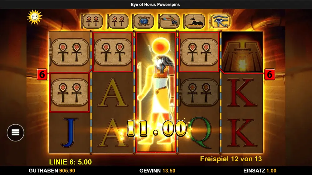 Aktiver Freispiel-Modus – Horus Wild und verbesserte Symbole auf den Walzen